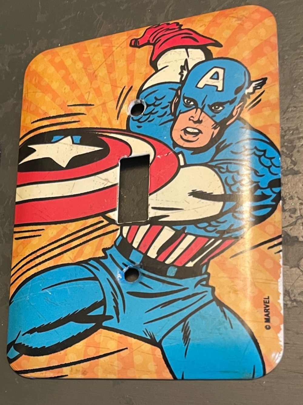 Captain America Comic Art Light Switch Cover Hero Blue Red Marvel